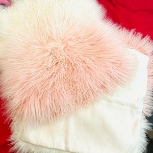 Tibetan Mongolian Lamb Sheepskin Rose Ombré Plush Pillowcase/cushion cover 18x18